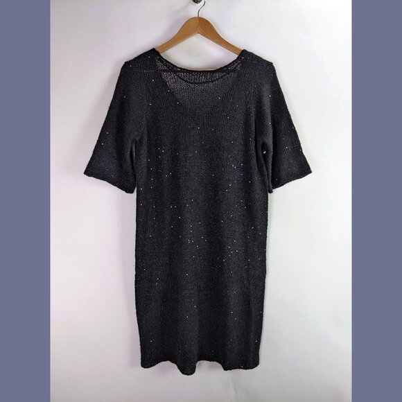 Vero Moda Womens Sparkling Knitted Sequin Mini Sweater Dress Black/Black - Picture 1 of 5
